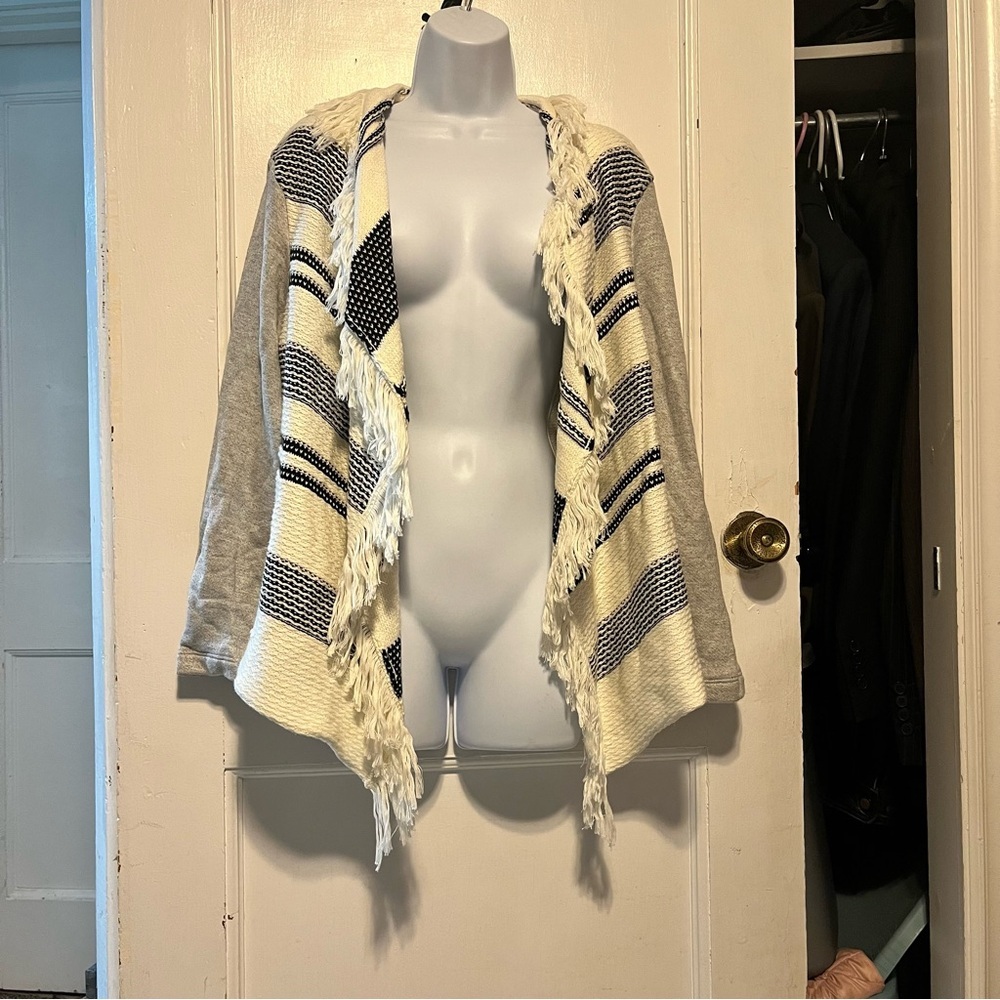 Anthropology Dolan Sonia Striped Fringe Cardigan size medium